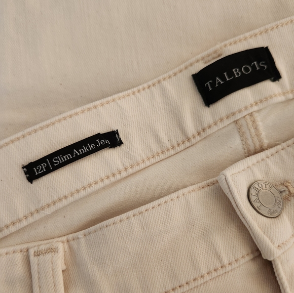 Talbots Slim Ankle Flawless Five-Pocket Off White 12p Jeans - Picture 3 of 7